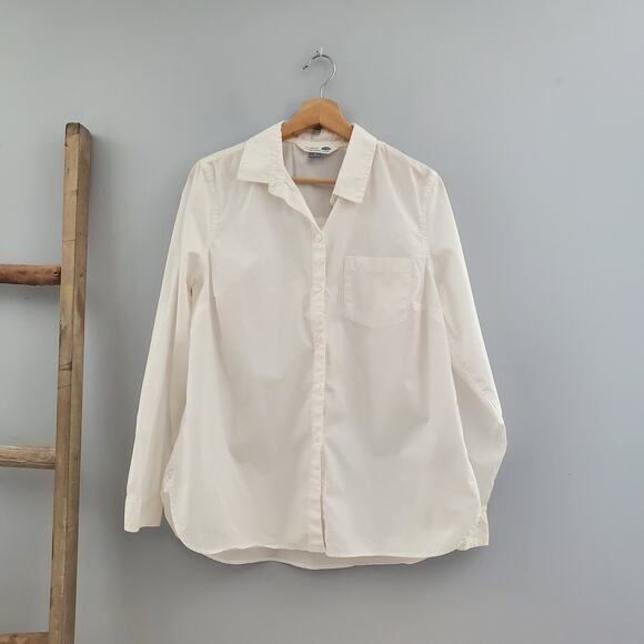 Old Navy The Classic Shirt Women's White Button Down Shirt Size L - Picture 1 of 6